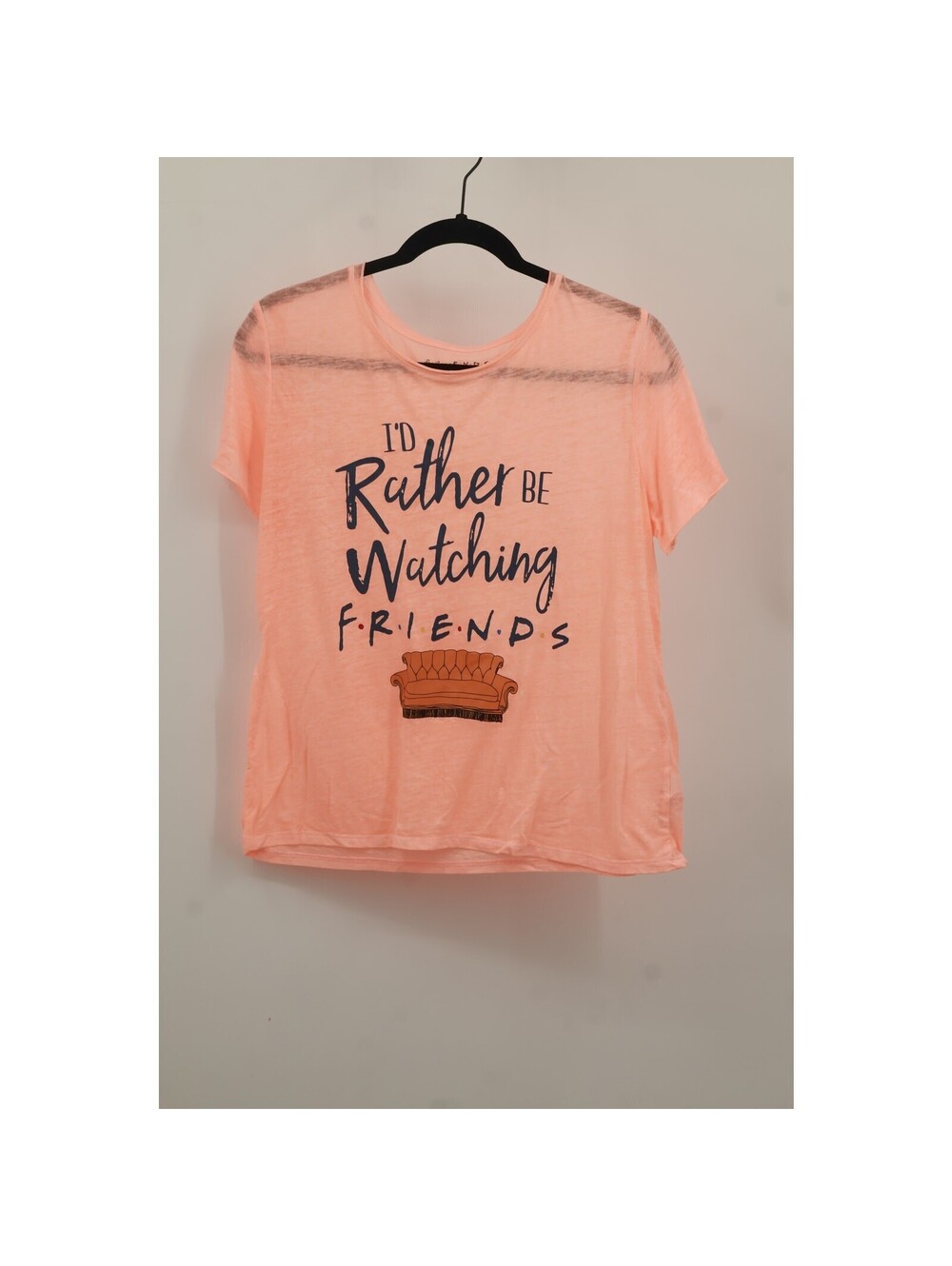 Friends Womens I'd Rather Be Watching Graphic T-Shirt Short Sleeve Size M Orange